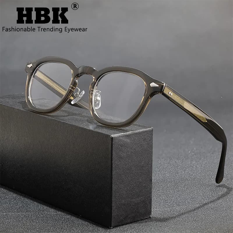 HBK rétro ovale lunettes montures lentilles transparentes hommes haute qualité TR-90 cadre lunettes 