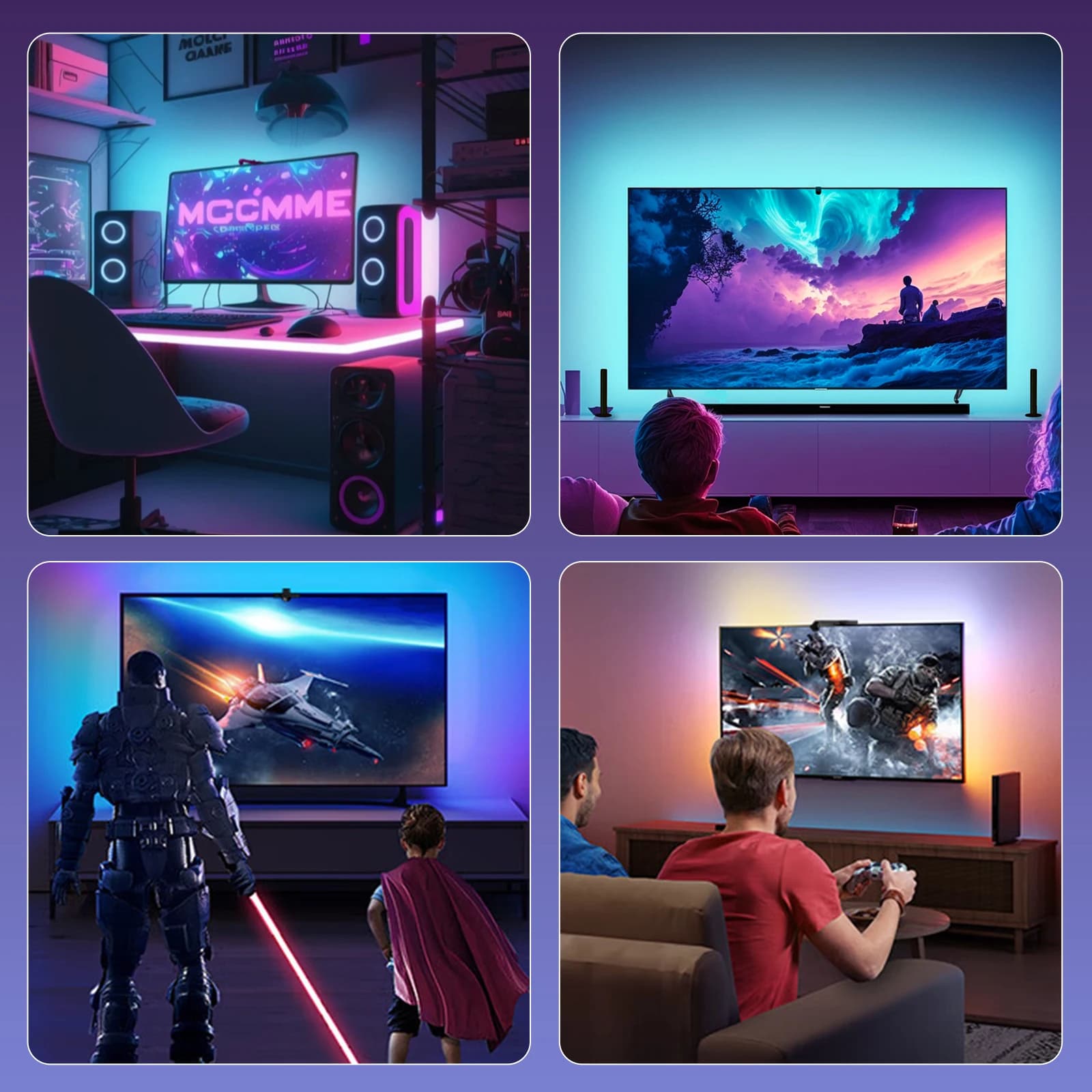 TV LED rétro-éclairage avec caméra bande ambiante lumière Immersion LED bande de couleur lumière LED