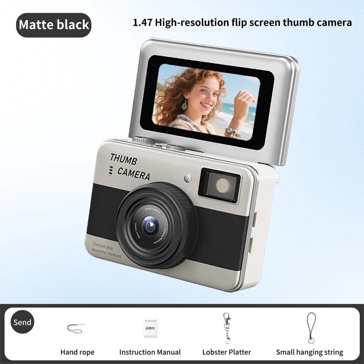 Mini appareil photo numérique portable HD 6800W Pixels, appareil photo instantané à une touche, appa