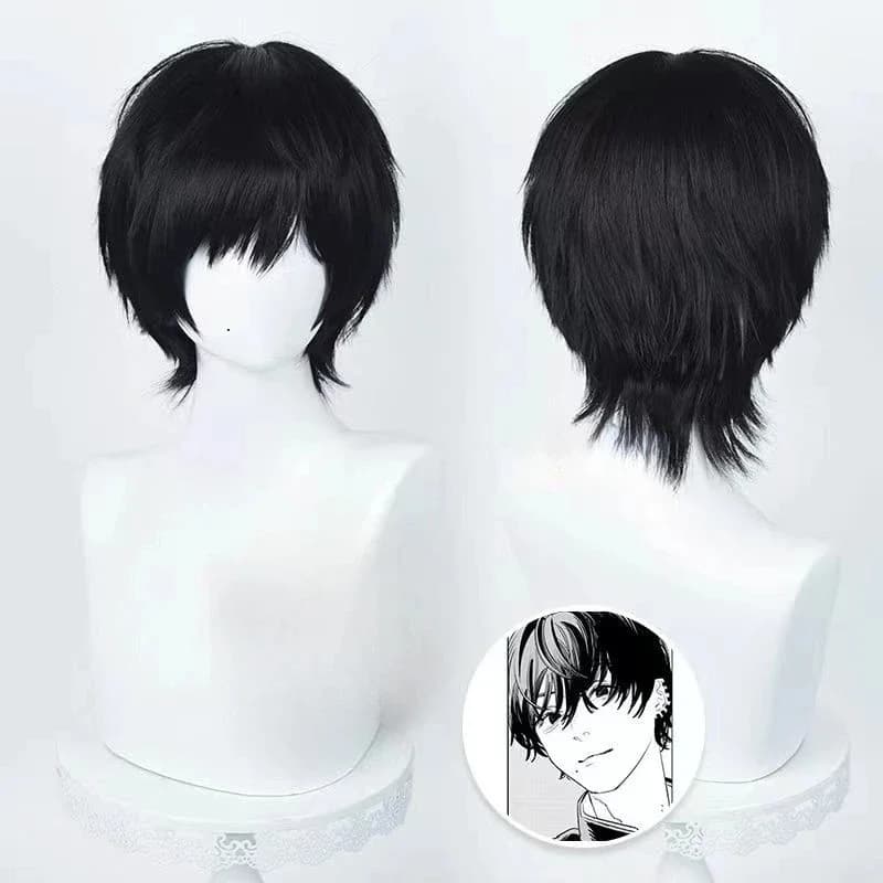 Anime tronçonneuse homme Yoshida Hirofumi Cosplay perruque courte noir résistant à la chaleur cheveu