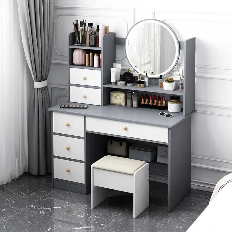 6 tiroirs maquillage vanité Table ensemble LED Coiffeuse classique maquillage Coiffeuse salon Coiffe