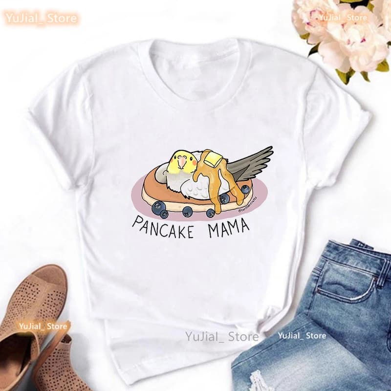Calopsitte perroquet imprimé T-Shirt femmes vêtements 2024 race d'oiseau T-Shirt filles Harajuku Kaw