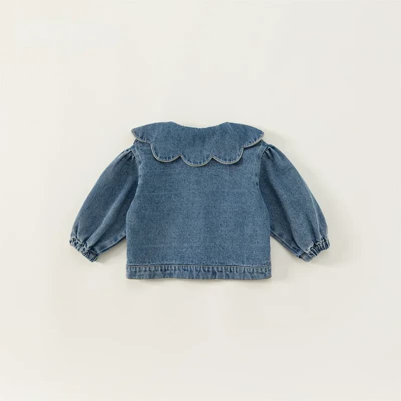 Manteau en denim de style coréen pour enfants, col à volants, manches longues, mode pour enfants, vê