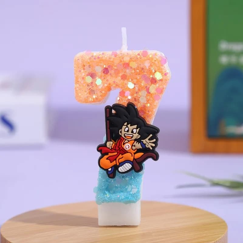 Bandai Dragon Ball Wukong bougie 3D 0-9 chiffres personnage de dessin animé décorations de gâteau de