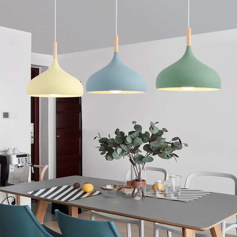 Nouvelles lampes suspendues modernes lustre macaron pour Restaurant chambre lampes suspendues en alu