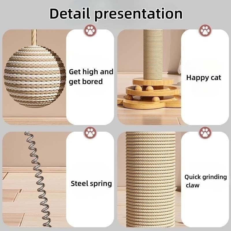 Jouet pour chat en bois massif, plateau tournant pour chat, boules de bâton amusantes, planche à gra