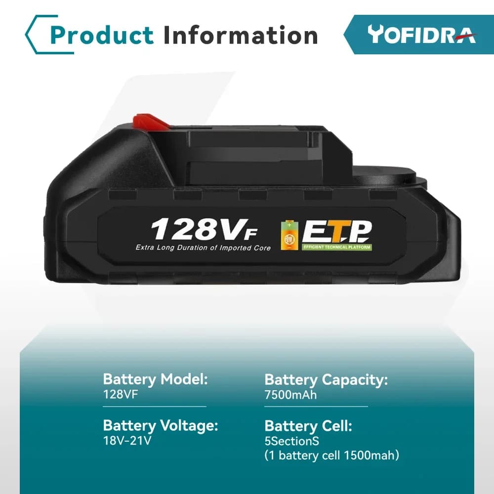 Yofidra – batterie Lithium-Ion Rechargeable 18-20V, pour perceuse/scie/tournevis/clé/meuleuse d'angl
