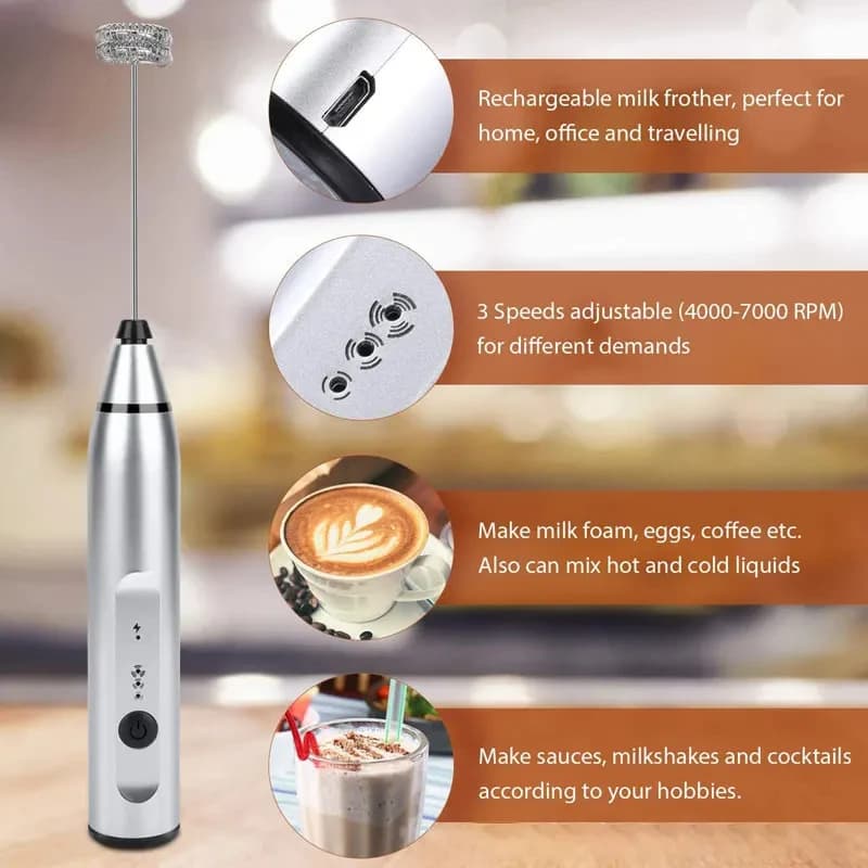 Mousseur à lait électrique portable, mélangeur USB, mini cafetière, fouet, centre commercial, cappuc