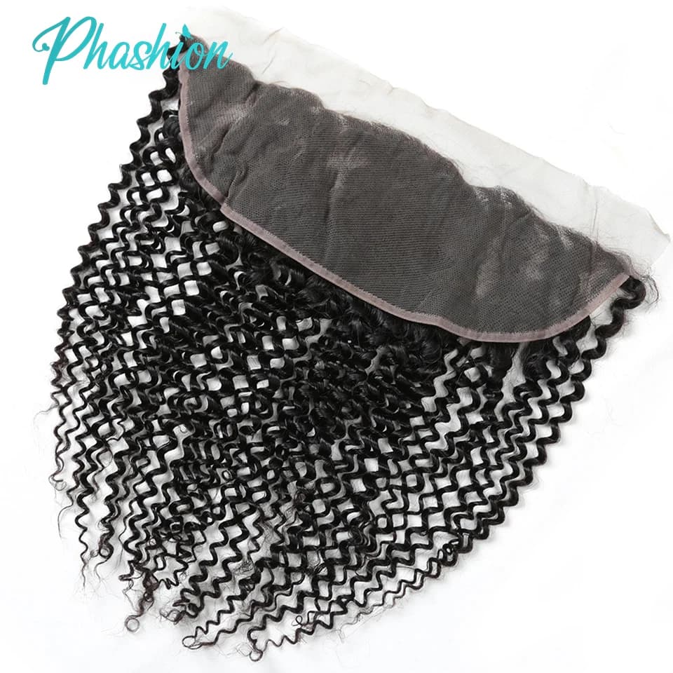 Phashion crépus bouclés oreille à oreille 13x4 dentelle frontale transparente suisse 4x4 fermeture p