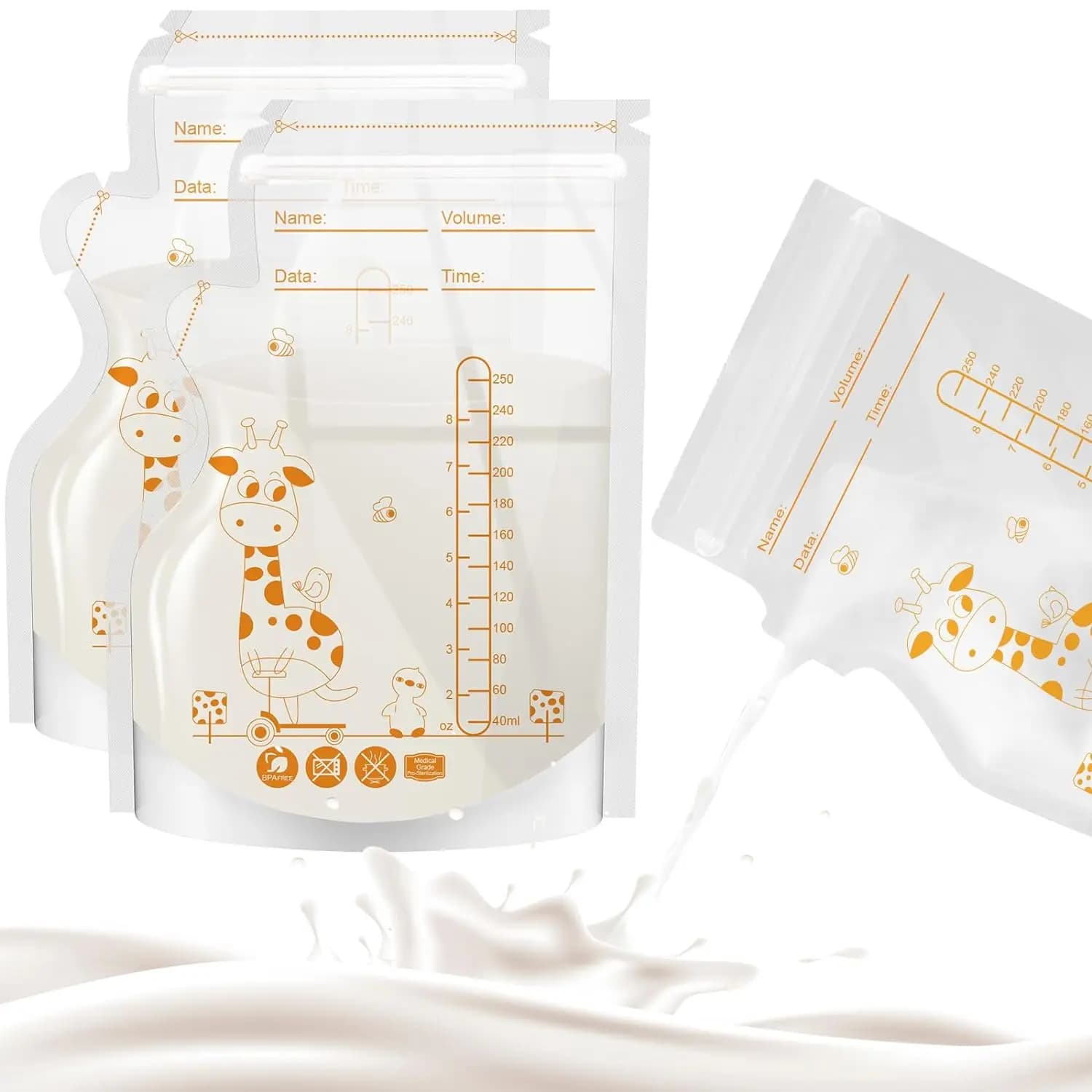 Sac de conservation du lait maternel, 250ml, 100 pièces, conteneurs de stockage des aliments pour bé