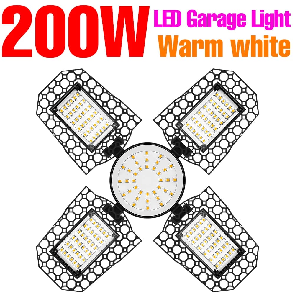 Lampe de Garage LED 220V projecteur E27 ampoule 200W 300W 400W éclairage industriel pliant entrepôt 