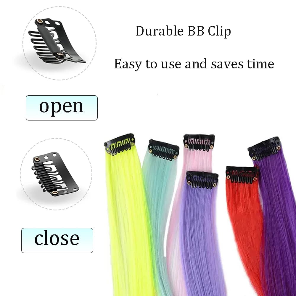 22 pouces 12 pièces/paquet couleur fête synthétique pince dans les Extensions de cheveux pour les fi
