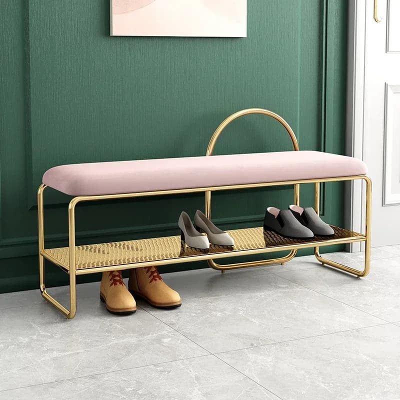 Meuble de salon nordique T1 avec coussin souple, siège à chaussures peu encombrant pour couloir, ban