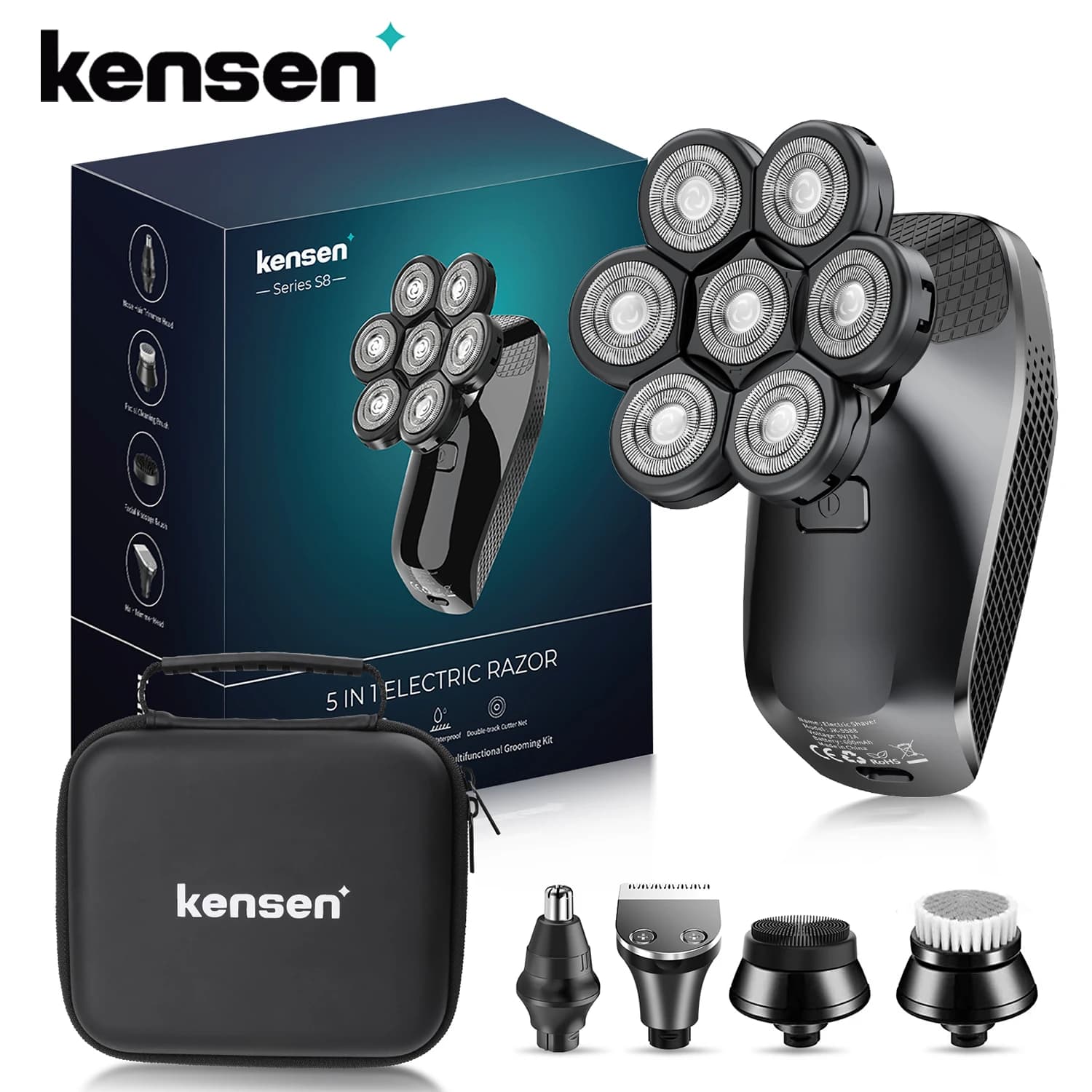 Kensen S8 rasoirs électriques pour hommes 7D coupe flottante Rechargeable IPX6 étanche tondeuse à ba