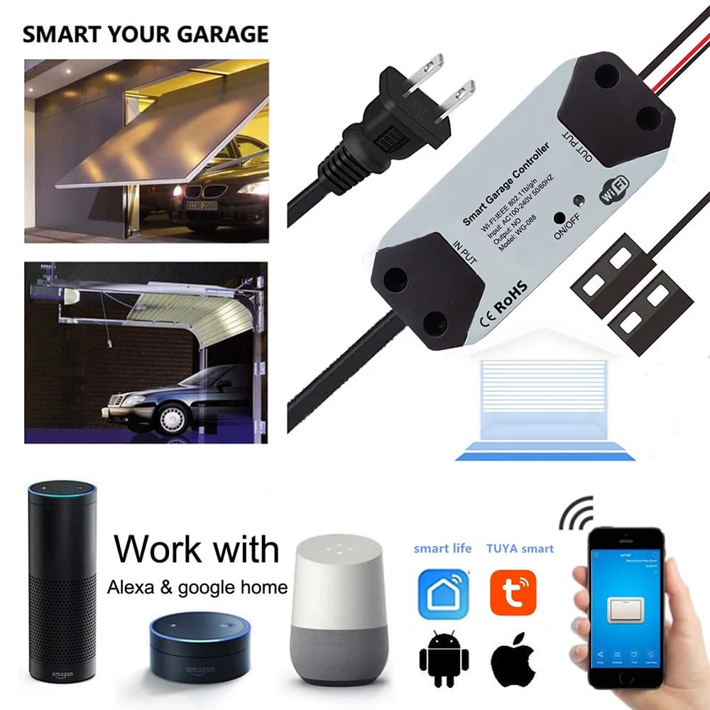 Ouvre-porte de garage intelligent, commutateur WiFi, contrôleur fonctionne avec Alexa, Echo, Google 