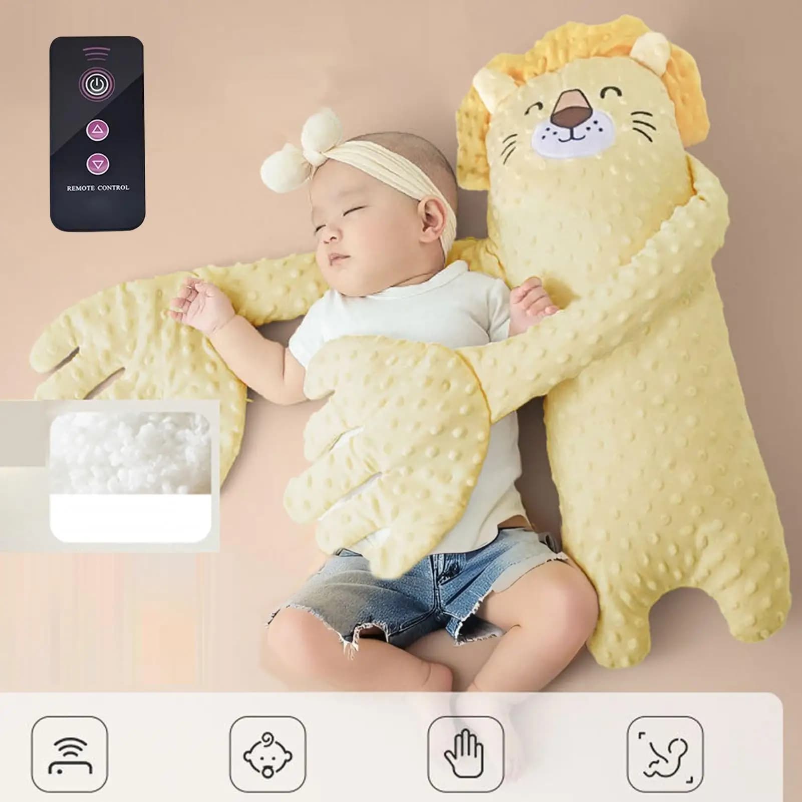 Coussin de Sommeil pour Bébé avec Sons Apaisants, Anti-Surprise, Jouet pour Tout-Petits avec Télécom