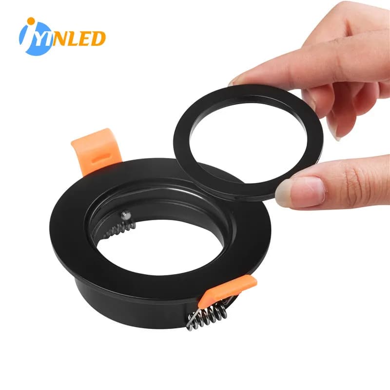 Plafonnier LED Encastrable Rond Noir et Blanc, Support d'Ampoule MR16 GU10, 4 Pièces