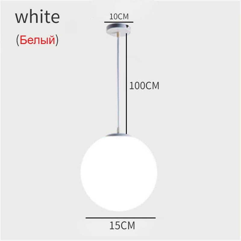 Boule de verre blanche suspension Simple moderne salon lampes Restaurant lumière décor industriel éc