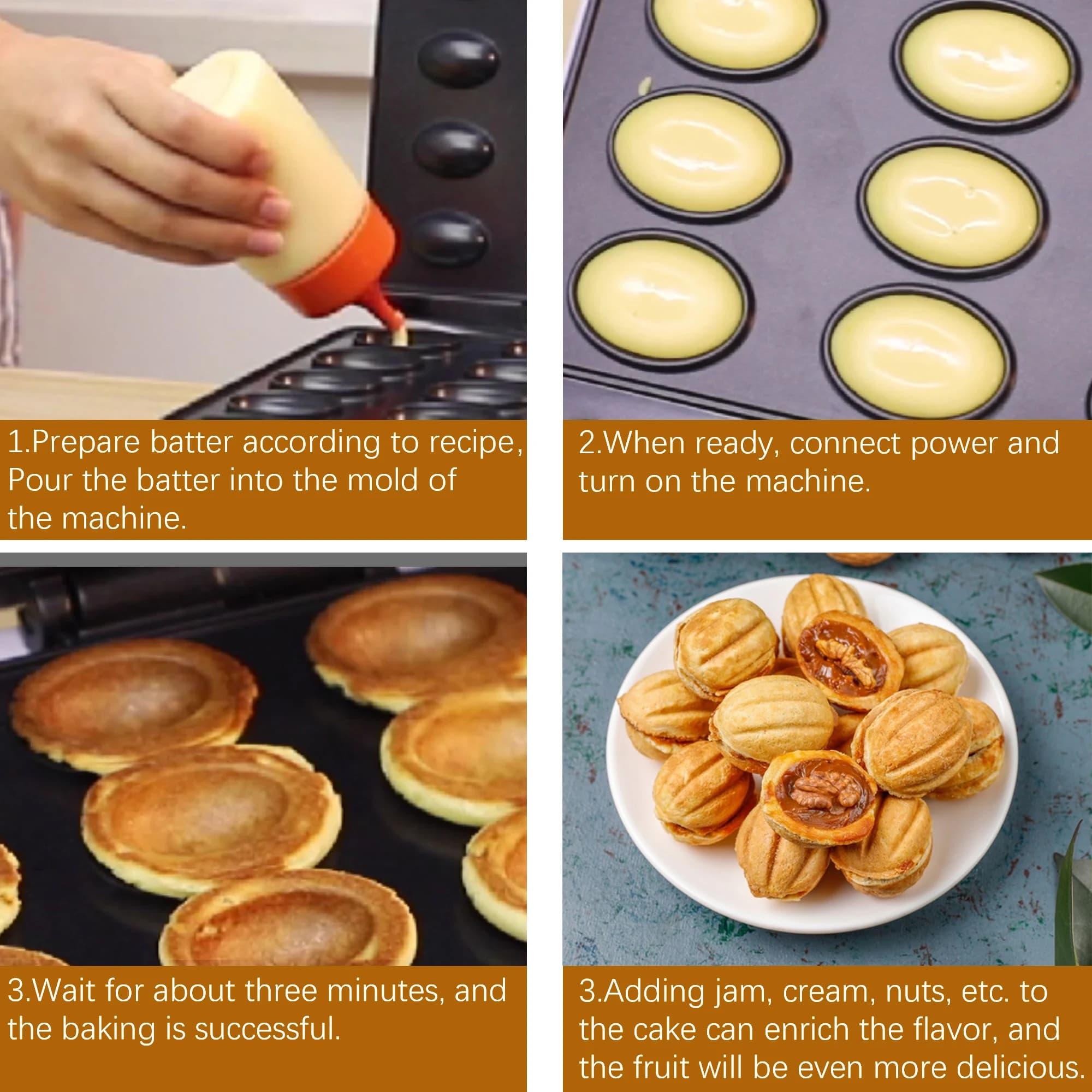 Sonifer – gaufrier électrique pour gâteaux aux noix, 750W, appareils de cuisine, Machine à gaufres p