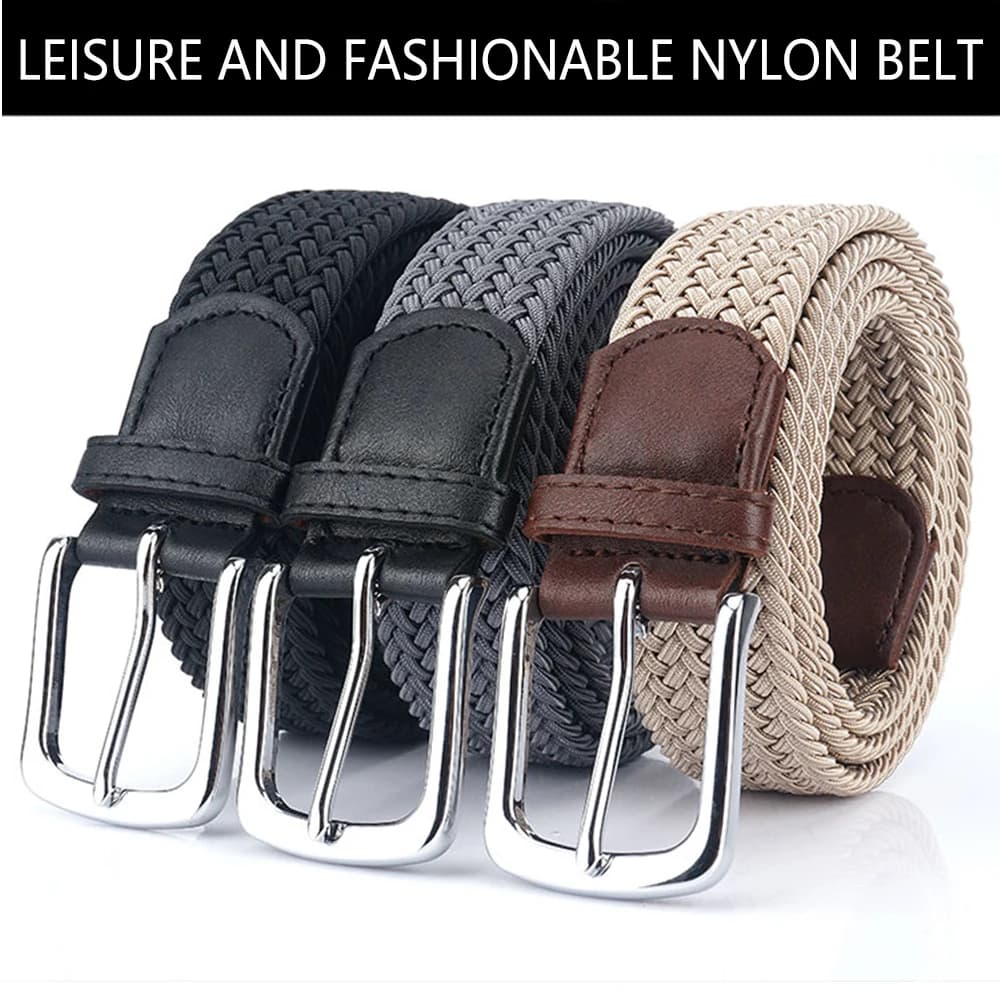 TUSBottles-Ceinture tressée sans trou pour hommes, ceinture tissée élastique, simple et sauvage, mod
