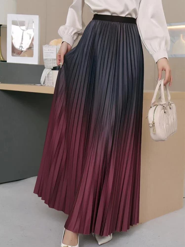 Jupe longue plissée longueur au sol pour femme, maxi, décontractée, patchwork, élégante, document ni
