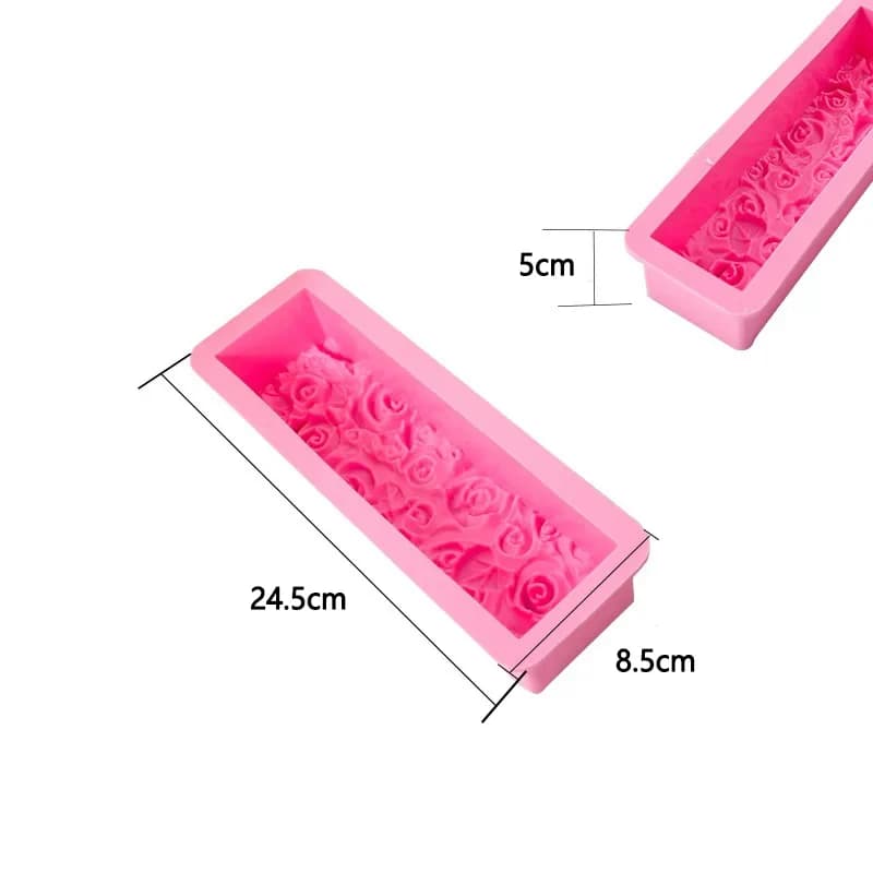Rectangulaire Rose Fleur Silicone Savon Moule Flexible Toast Pain Gâteau Fondant Au Chocolat Moule S