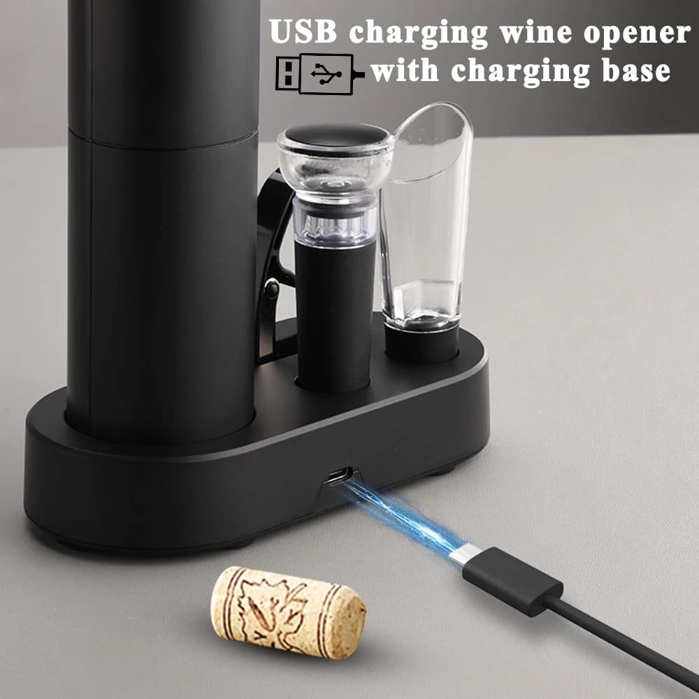 Ouvre-bouteille de vin électrique avec base de charge, tire-bouchon à vin rouge automatique, outils 