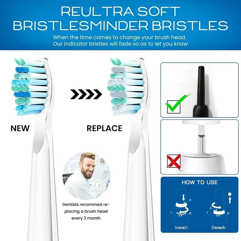 Têtes de brosse de rechange pour brosse à dents électrique Seago/Fairywill, FW/SG 507/508/515/551/91