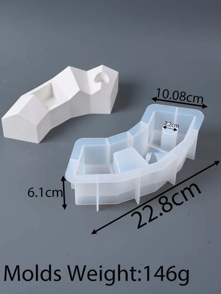 Bricolage maison nordique bougeoir Silicone moule à la main plâtre résine demi-lune maisons chandeli
