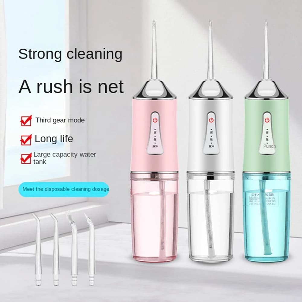 Irrigateur dentaire Portable, Jet dentaire, Rechargeable par USB, cure-dents, 4 embouts, machine à l