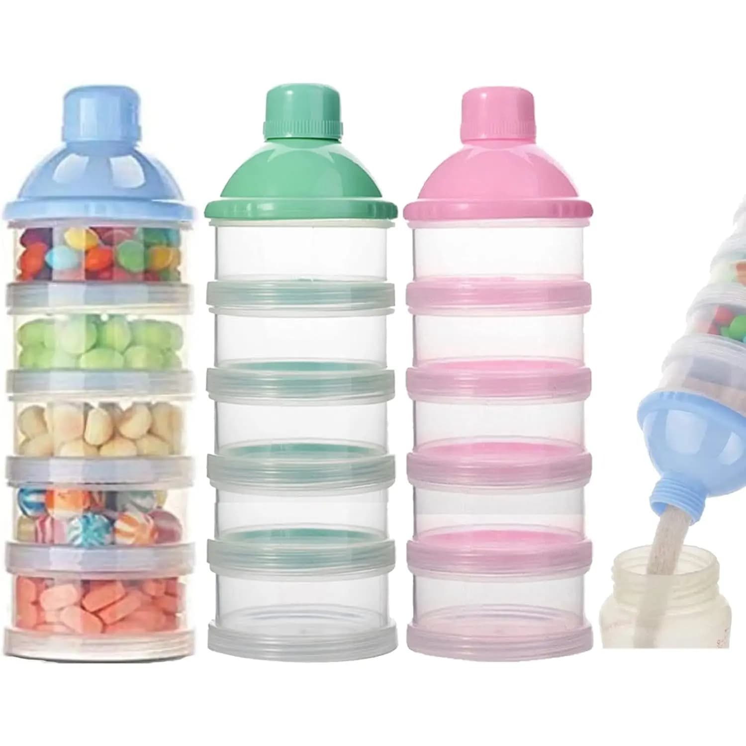 Boîte de lait en poudre Portable à 4/5 grilles, conteneur de collations pour bébés, boîte de stockag