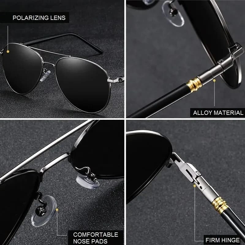 Lunettes de soleil aviateur tendance pour hommes et femmes, pour la conduite, la pêche, en métal, de