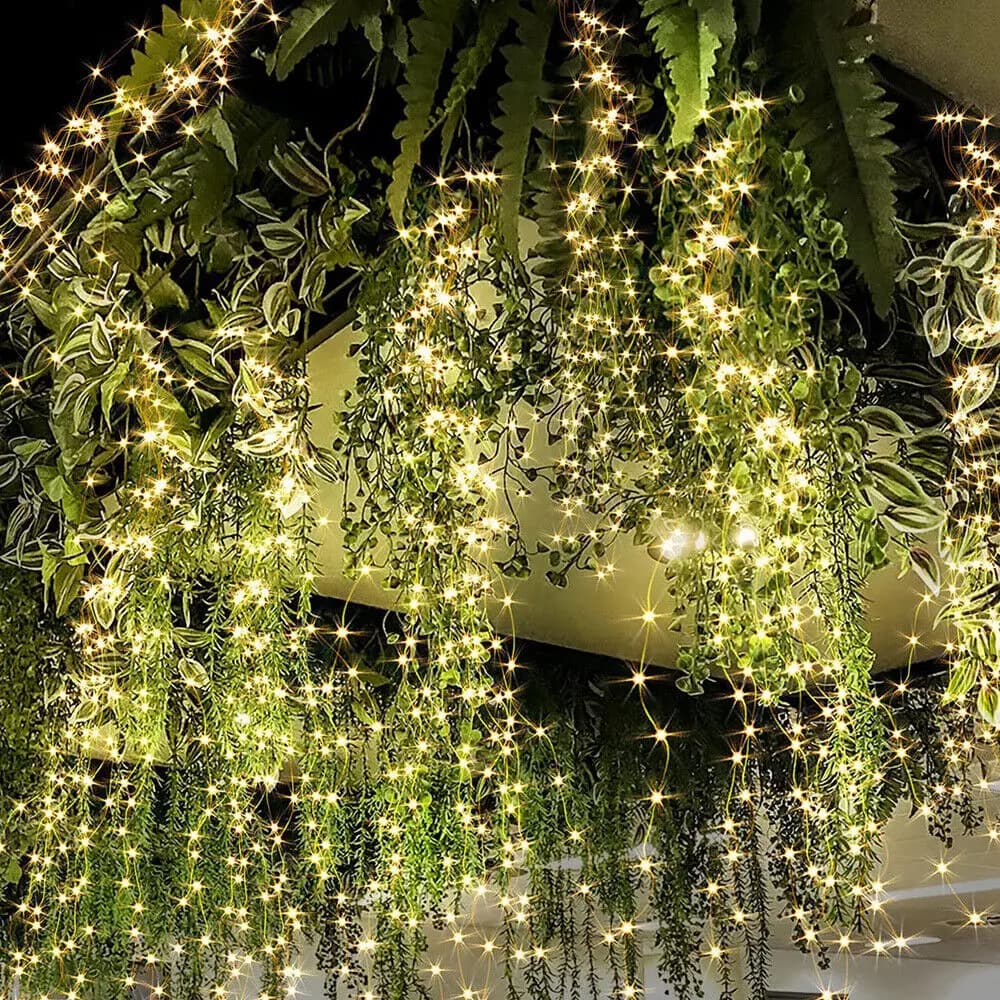 1 paquet de guirlandes lumineuses à énergie solaire 200 LED cascade lumières étanche vigne chaîne fé
