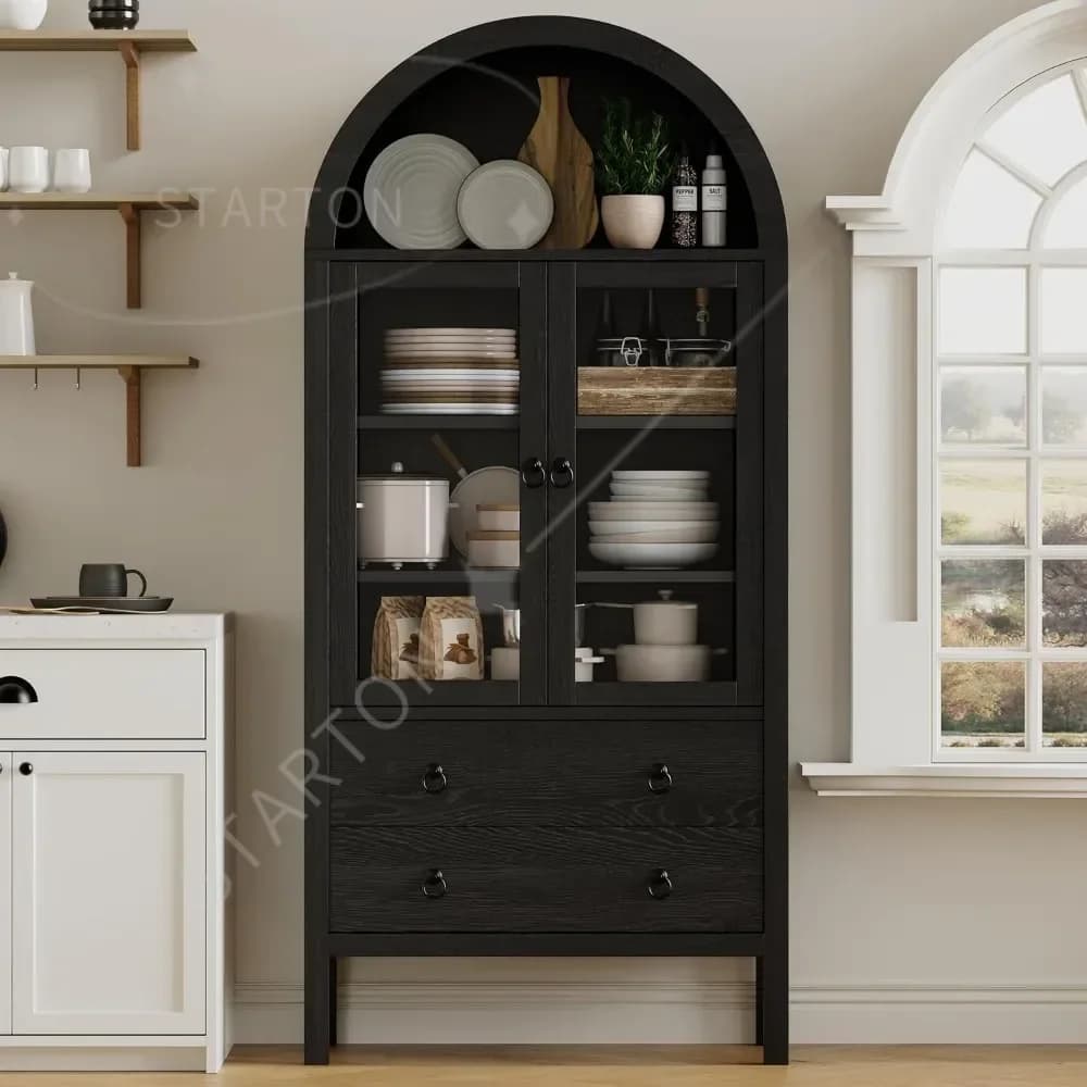 Armoire arquée de 71 pouces de hauteur, armoire de rangement moderne, armoire de garde-manger de cui