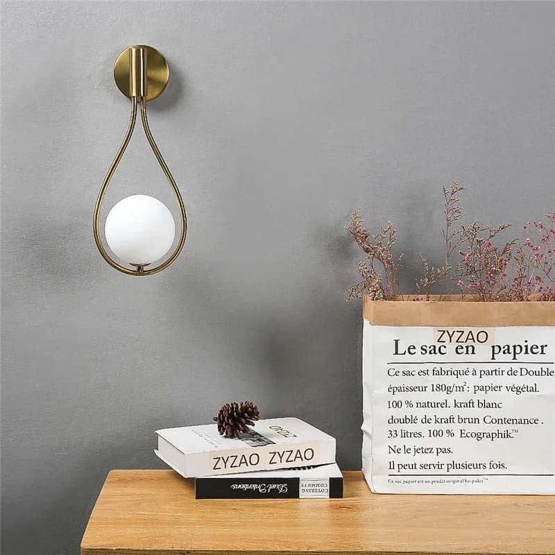 Applique murale boule de verre en métal moderne lampes murales simples nordiques pour salon chambre 