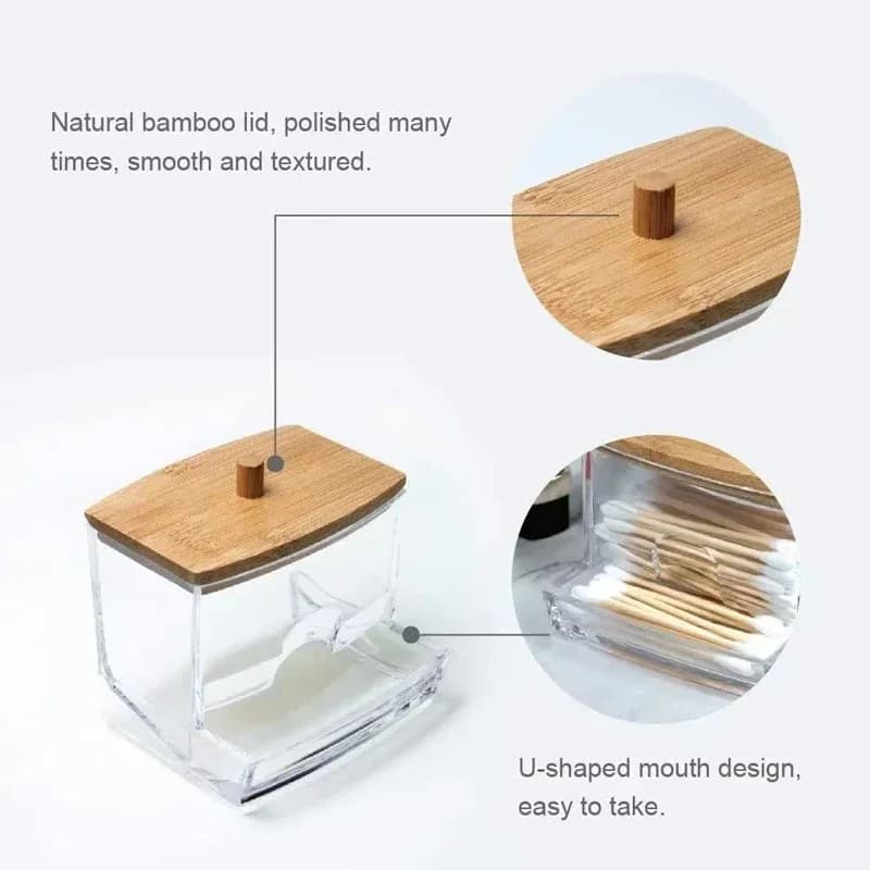 Boîte de rangement pour coton-tige, conteneur pour coton-tige à Double tête, couvercle carré Transpa