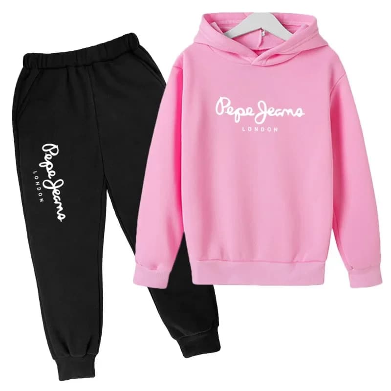 Sweat à capuche + pantalon pour loisirs, 2 pièces, lettres imprimées, survêtements pour garçons et f