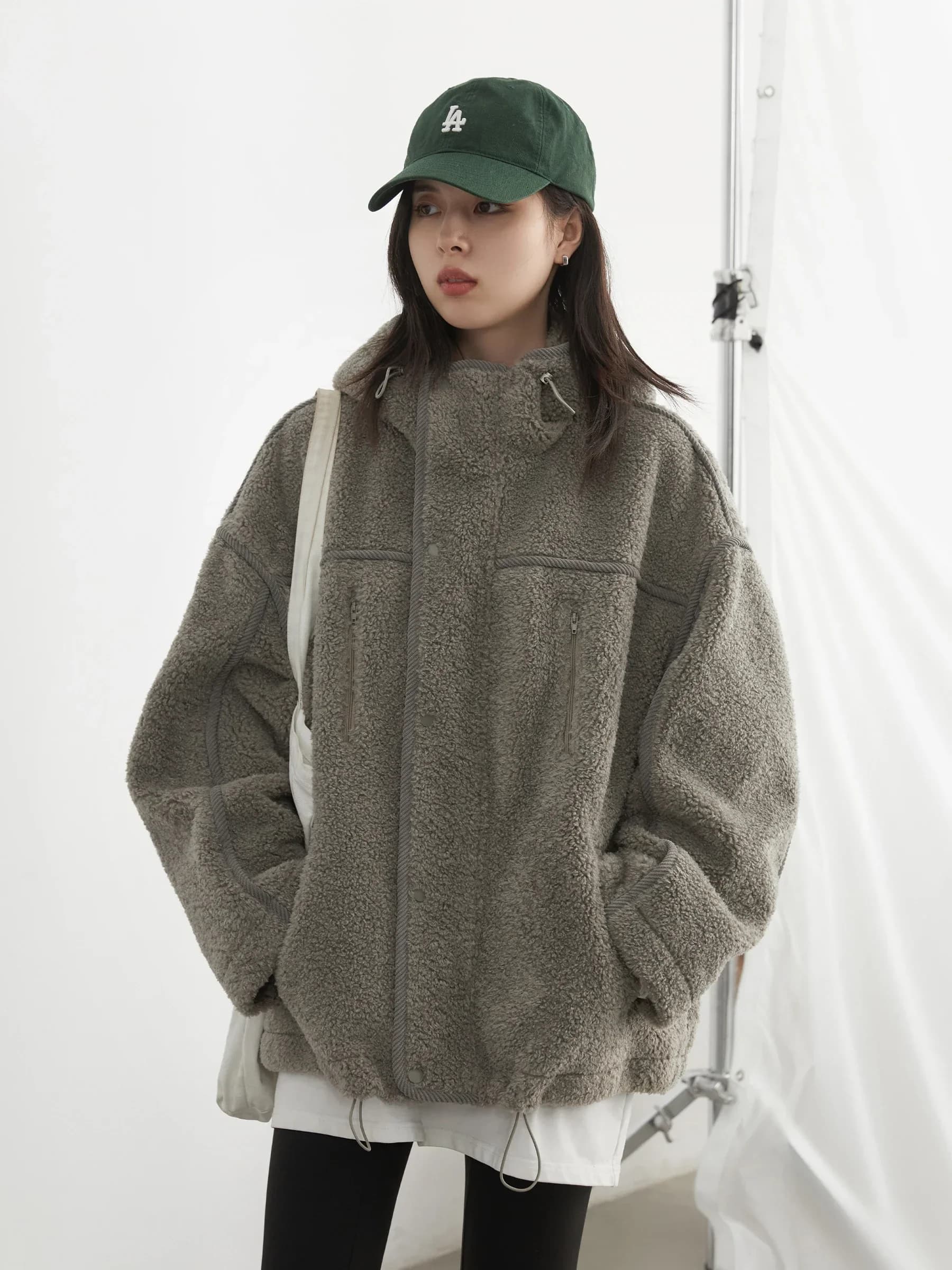CHIC VEN-Veste à Capuche pour Femme, Manteau Chaud en Peluche, Col Montant, Couleur Unie, Nouvelle C