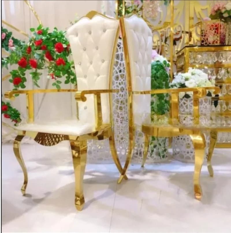 Chaise de mariage en acier inoxydable, style européen, pour villa royale, club, fauteuil à dossier h