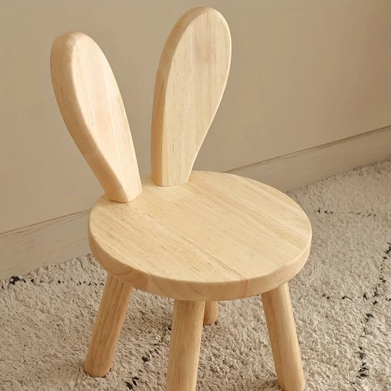 1pc petit tabouret créatif, oreilles de lapin mignonnes petit tabouret en bois massif, tabouret déco
