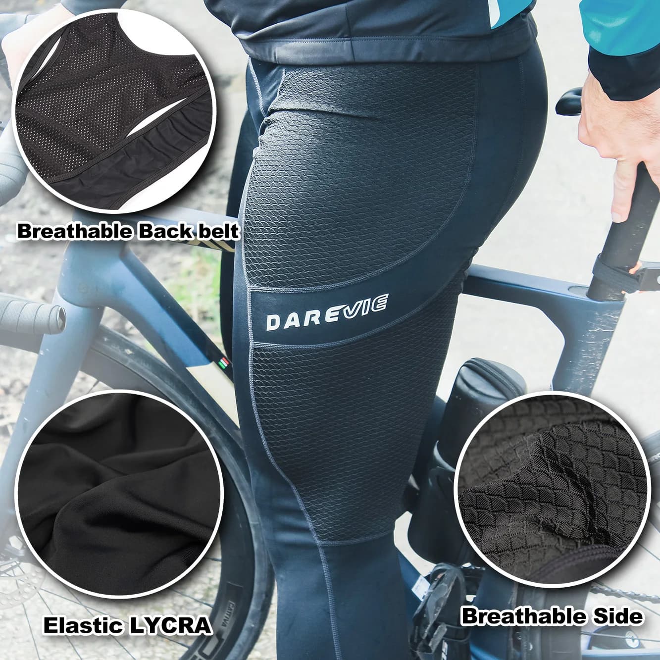 DAREVIE – pantalon à bretelles de cyclisme pour hommes, respirant, moulant, avec coussin de Gel, 6 h