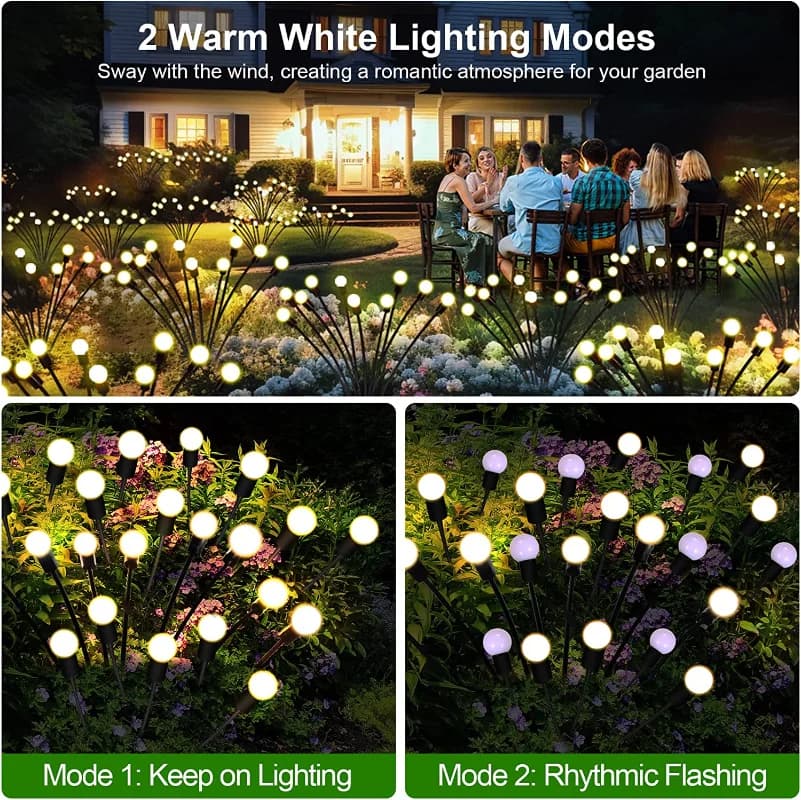 Paquet de 12 lumières solaires LED extérieures étanche Starburst solaire luciole lumières lampe de p