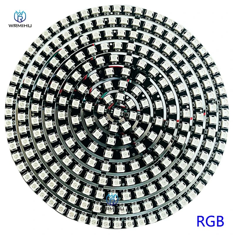 DC5V WS2812B bricolage RGB RGBW RGBWW 8 à 241led Module rond SK6812 SMD5050 pilote intégré noir blan
