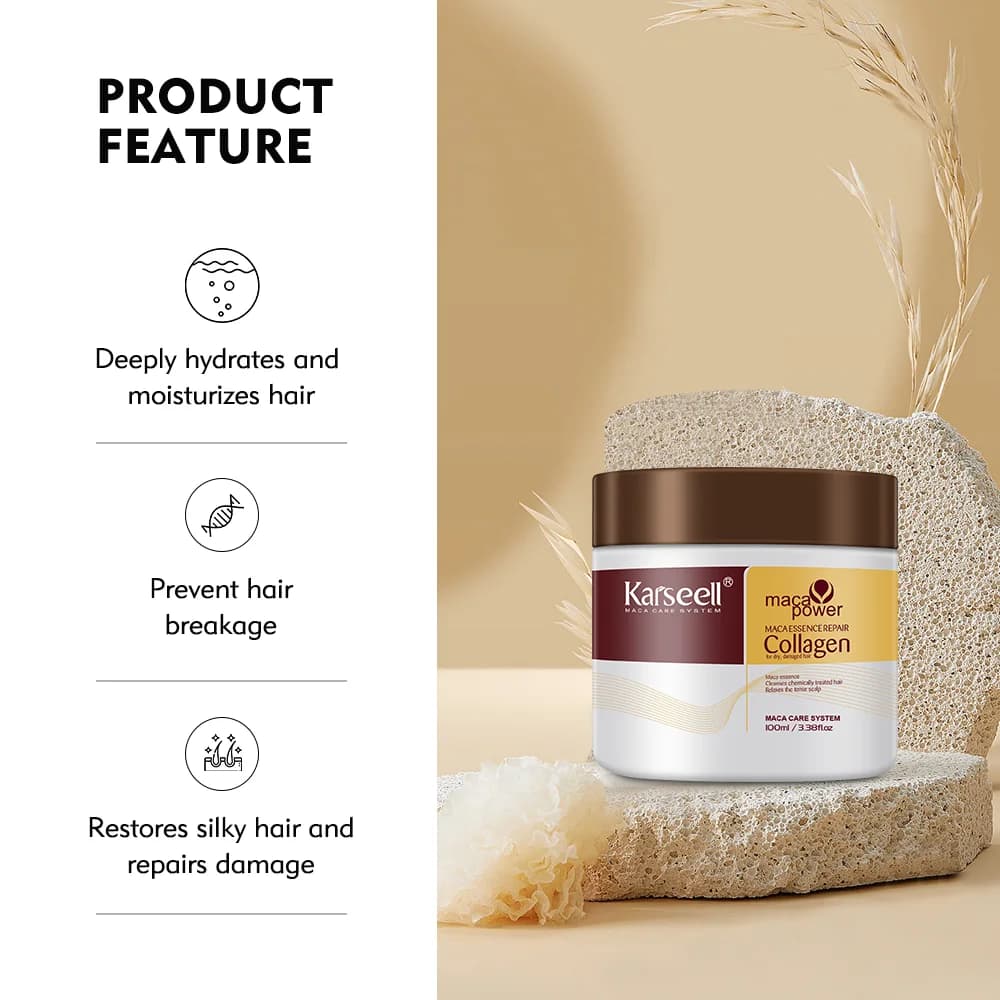 Karseell 100ML masque capillaire au collagène réparation profonde dommages huile d'argan traitement 