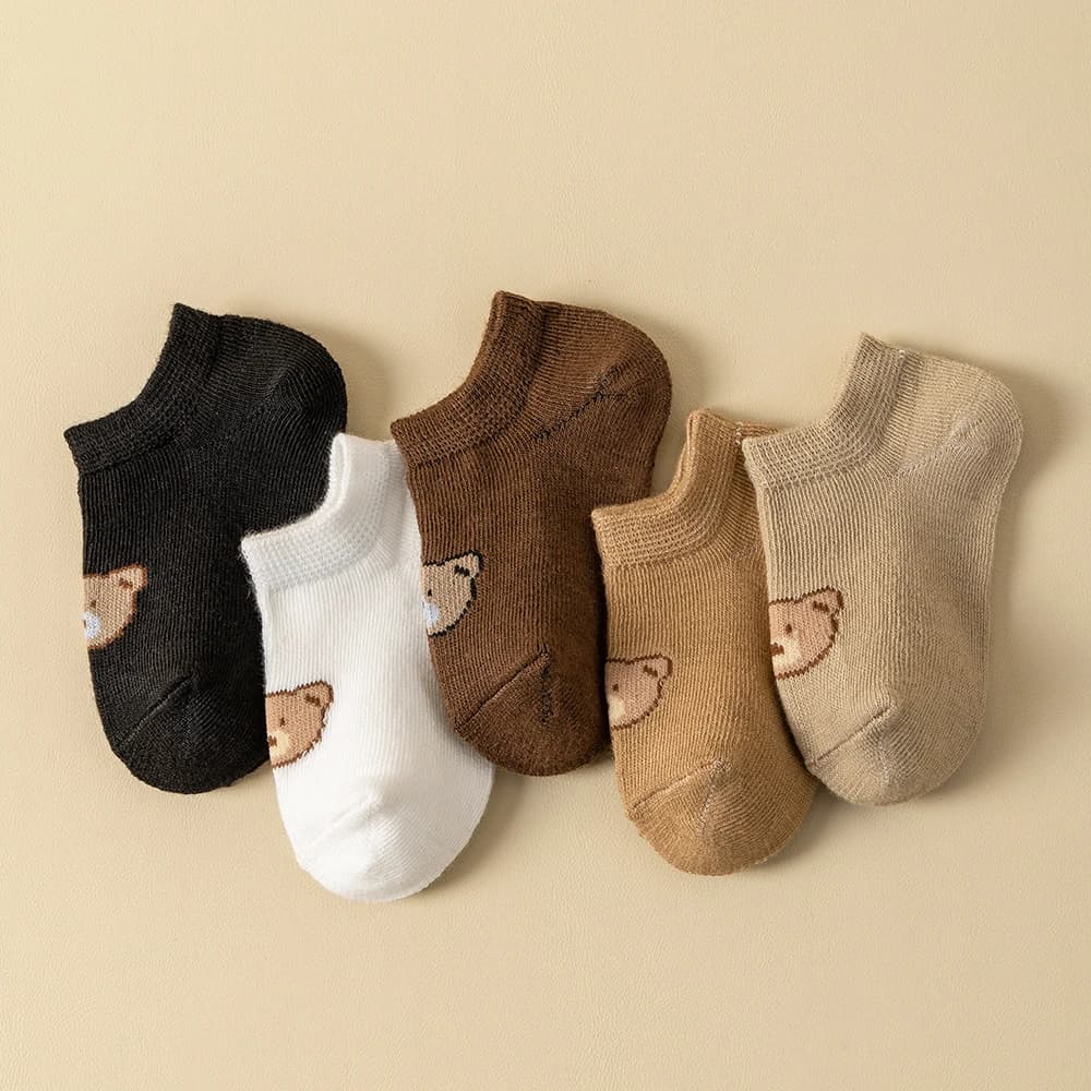 5 paires de chaussettes pour bébé, chaussettes basses à la cheville, chaussettes mignonnes à motif d
