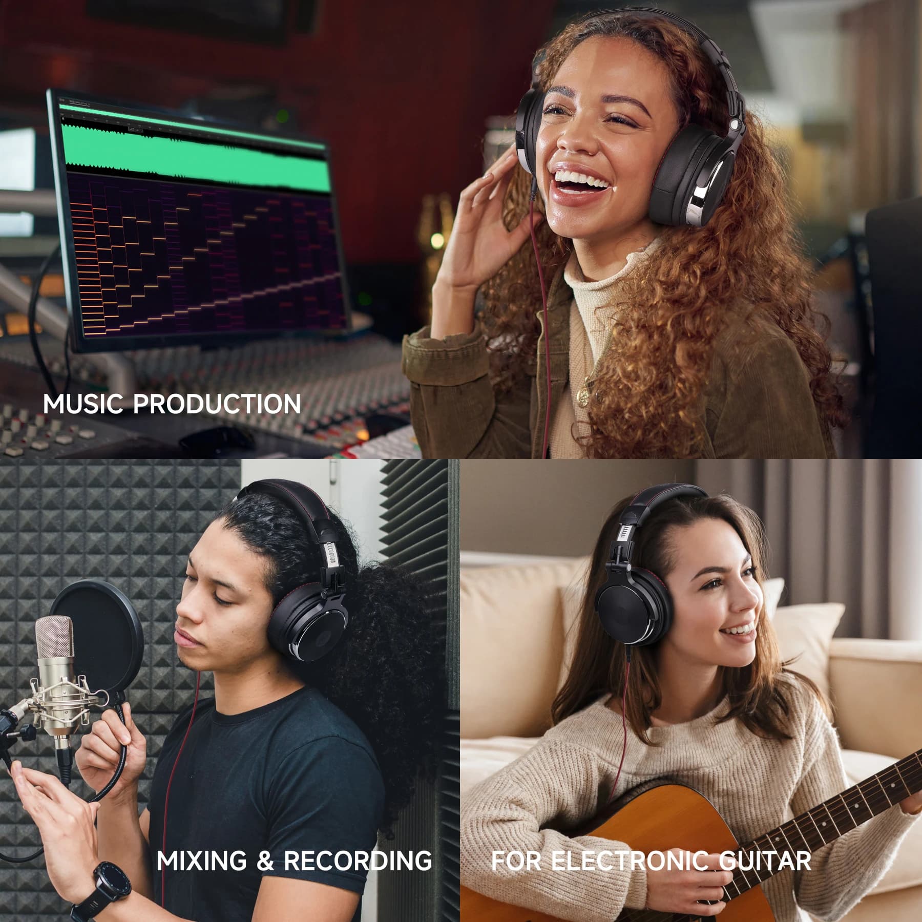 Casque filaire Oneodio Pro-50 avec haut-parleurs Hi-Res de 50 mm pour le monitoring en studio, casqu
