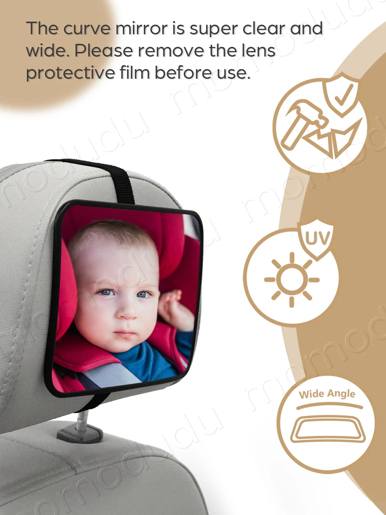 Rétroviseur de voiture pour bébé incassable, miroir arrière pour bébé, vue claire en cristal plus la
