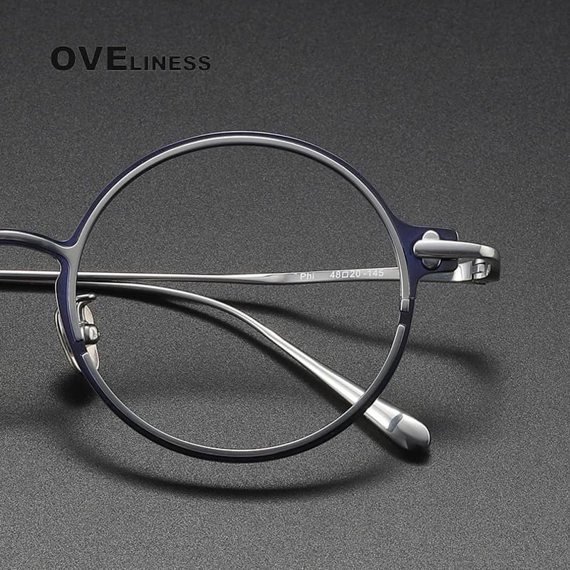 Monture de lunettes rétro en titane pur pour hommes et femmes, Vintage, ronde, Design de marque, mon