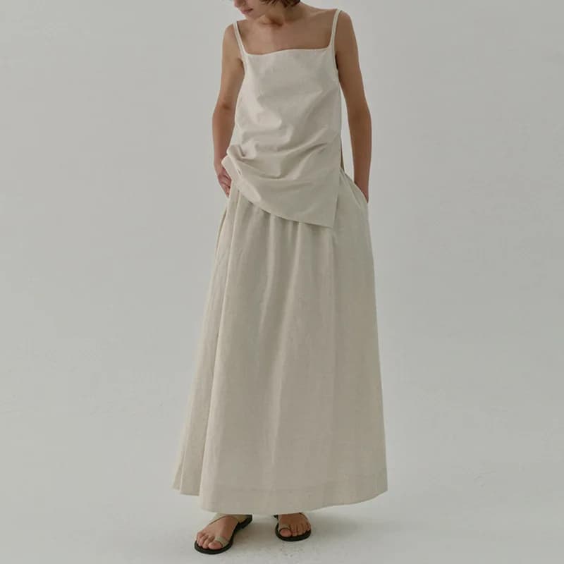 Jupe Chic en lin Vintage fendue sur le côté pour femmes, couleur unie, coton et lin, nouvelles jupes
