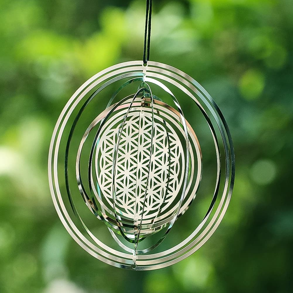 Mandala 3D Wind Spinner, Fleur de vie, Pièces tendance, Miroir, Attrape-réflexion, Yoga, Méditation,